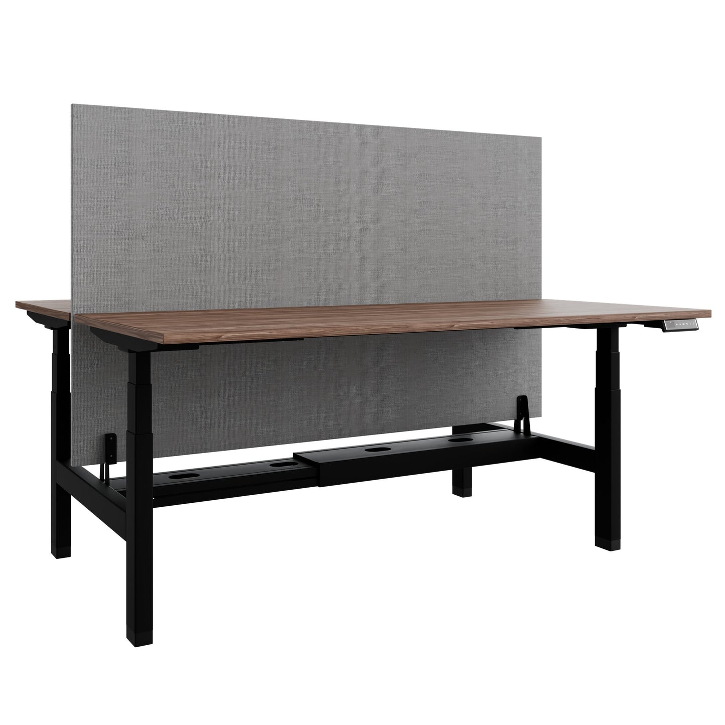 TELDRA Pro Team-Schreibtisch | 1600-1800 mm, elektrisch höhenverstellbar, Echtholz-Furnier Nussbaum