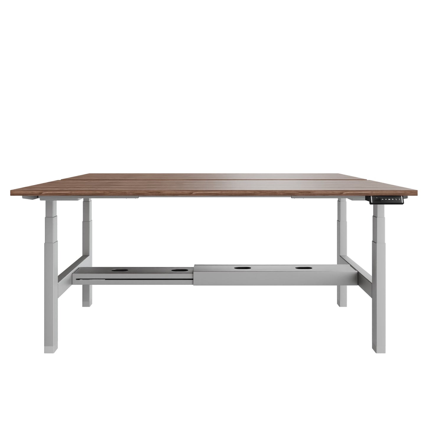 TELDRA Pro Team-Schreibtisch | 1600-1800 mm, elektrisch höhenverstellbar, Echtholz-Furnier Nussbaum