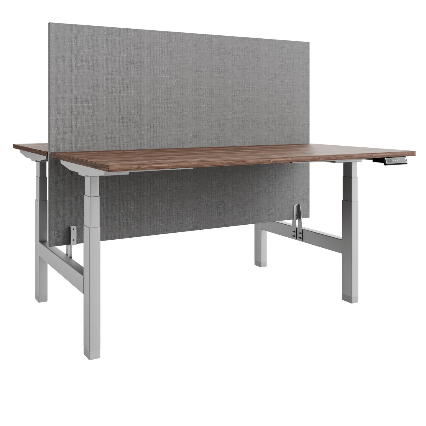 TELDRA Pro Team-Schreibtisch | 1600-1800 mm, elektrisch höhenverstellbar, Echtholz-Furnier Nussbaum