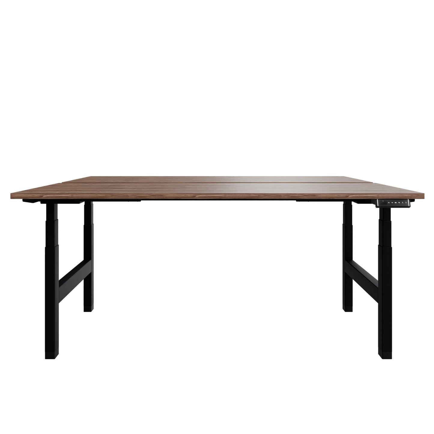 TELDRA Pro Team-Schreibtisch | 1600-1800 mm, elektrisch höhenverstellbar, Echtholz-Furnier Nussbaum