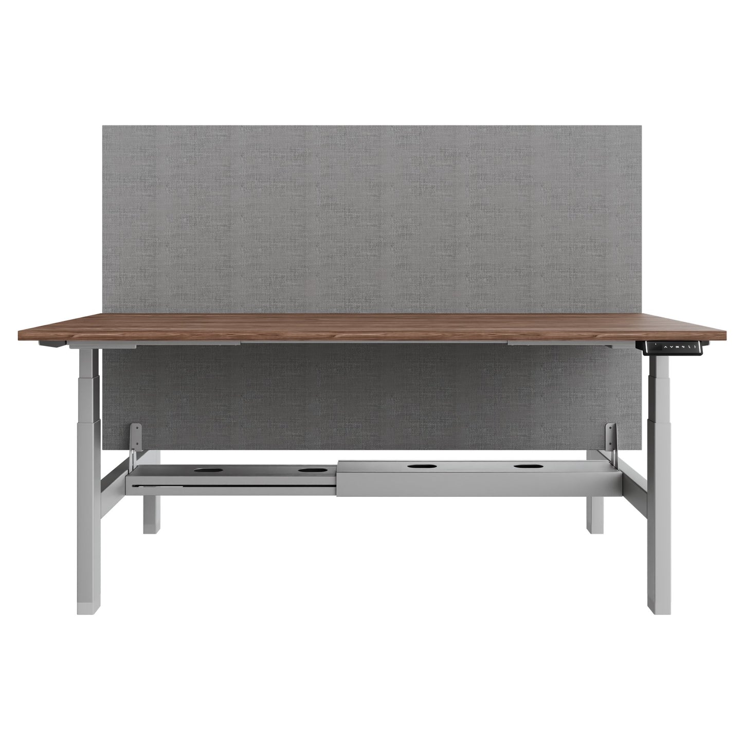 TELDRA Pro Team-Schreibtisch | 1600-1800 mm, elektrisch höhenverstellbar, Echtholz-Furnier Nussbaum