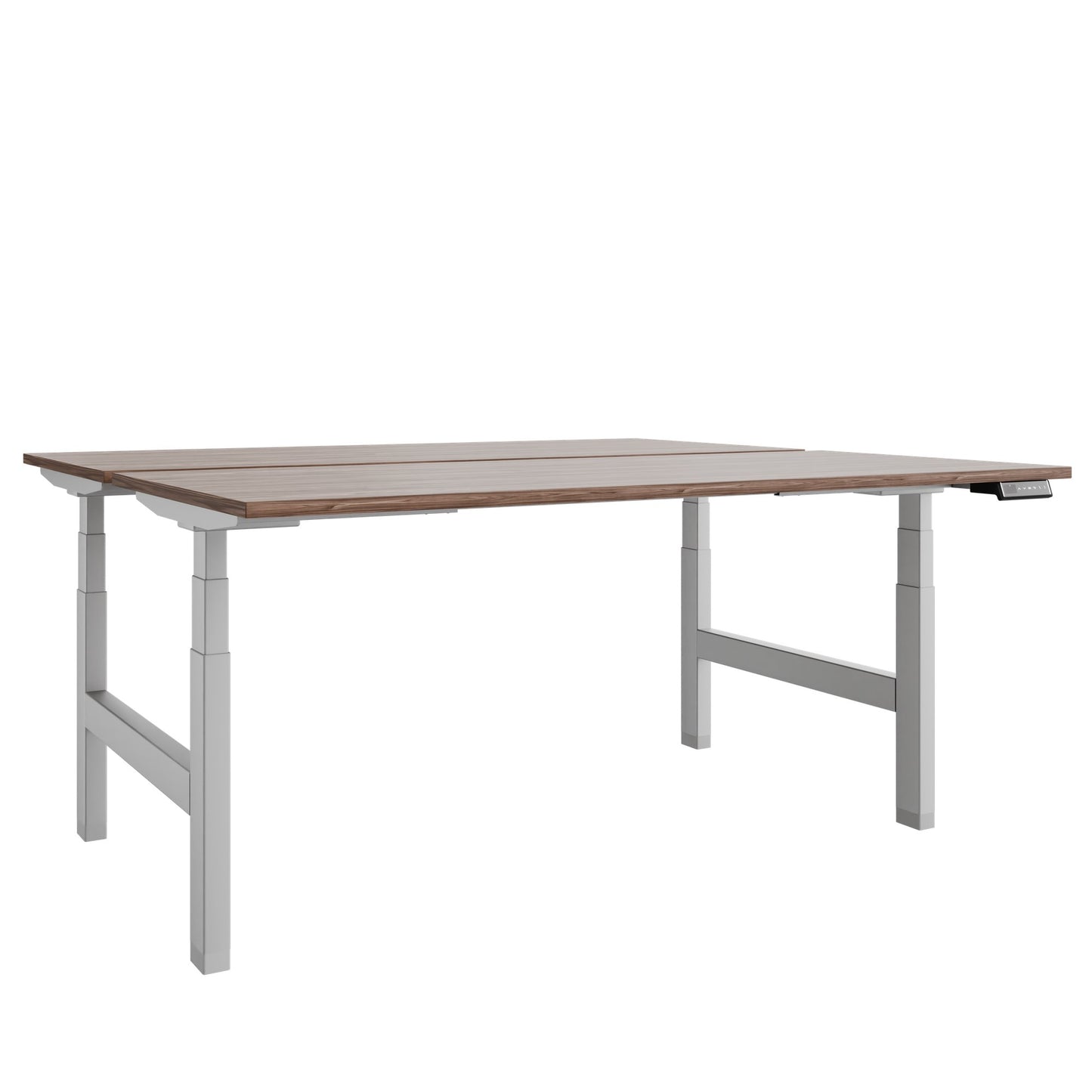 TELDRA Pro Team-Schreibtisch | 1600-1800 mm, elektrisch höhenverstellbar, Echtholz-Furnier Nussbaum