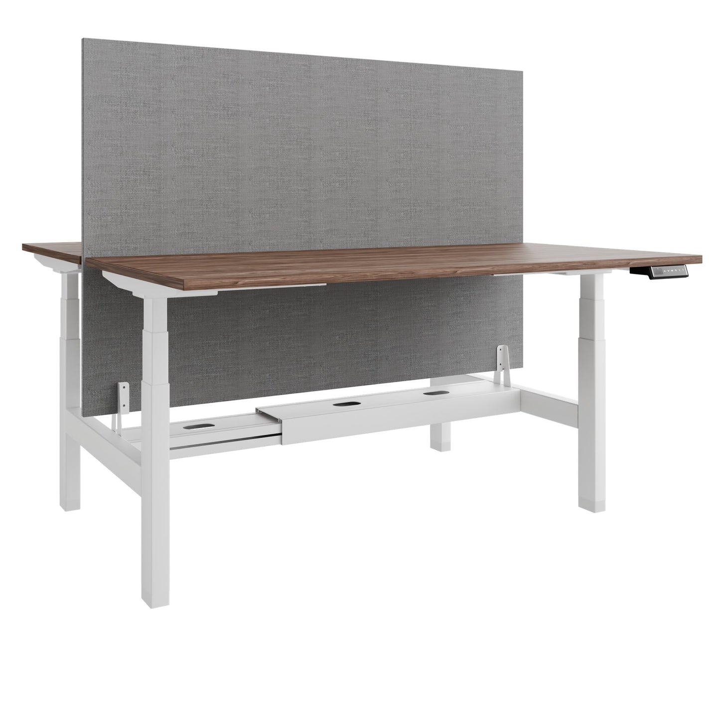 TELDRA Pro Team-Schreibtisch | 1600-1800 mm, elektrisch höhenverstellbar, Echtholz-Furnier Nussbaum