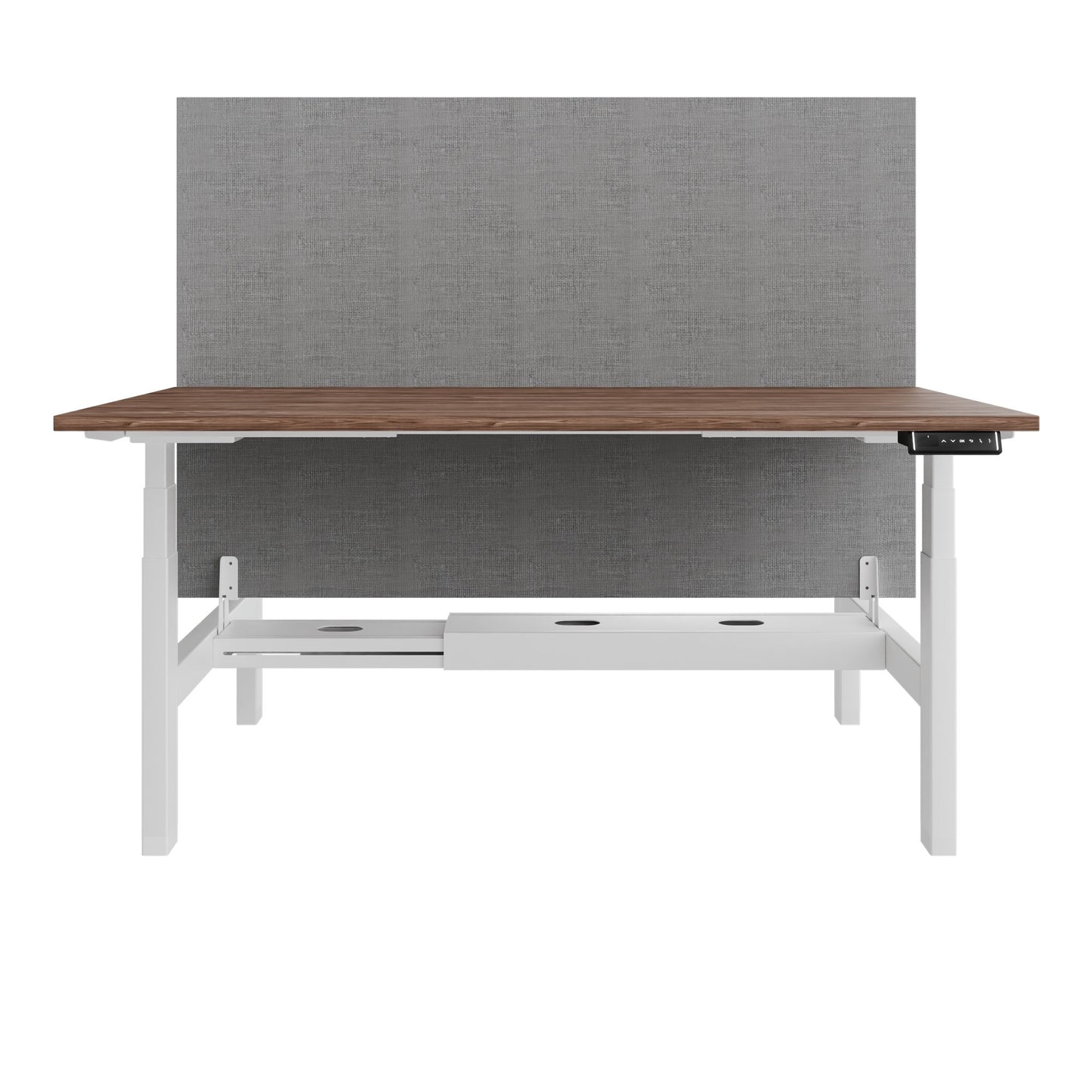 TELDRA Pro Team-Schreibtisch | 1600-1800 mm, elektrisch höhenverstellbar, Echtholz-Furnier Nussbaum