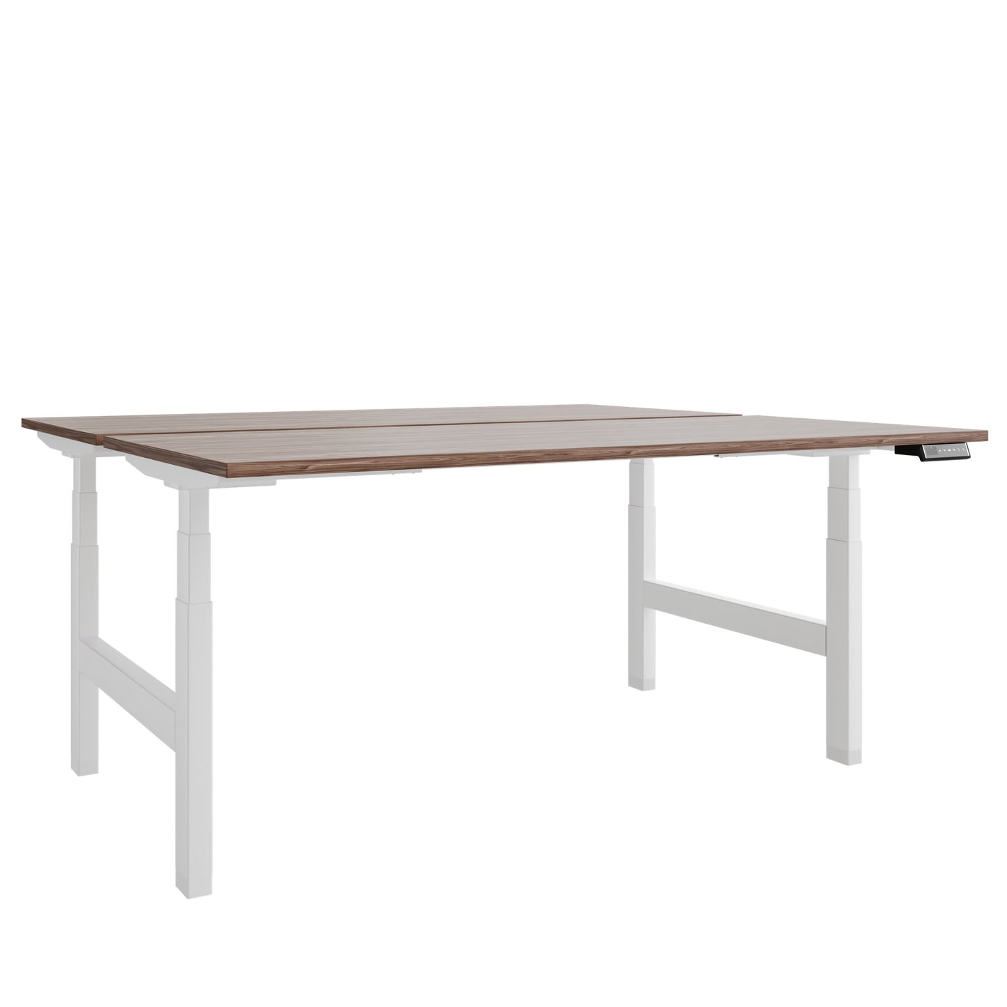 TELDRA Pro Team-Schreibtisch | 1600-1800 mm, elektrisch höhenverstellbar, Echtholz-Furnier Nussbaum