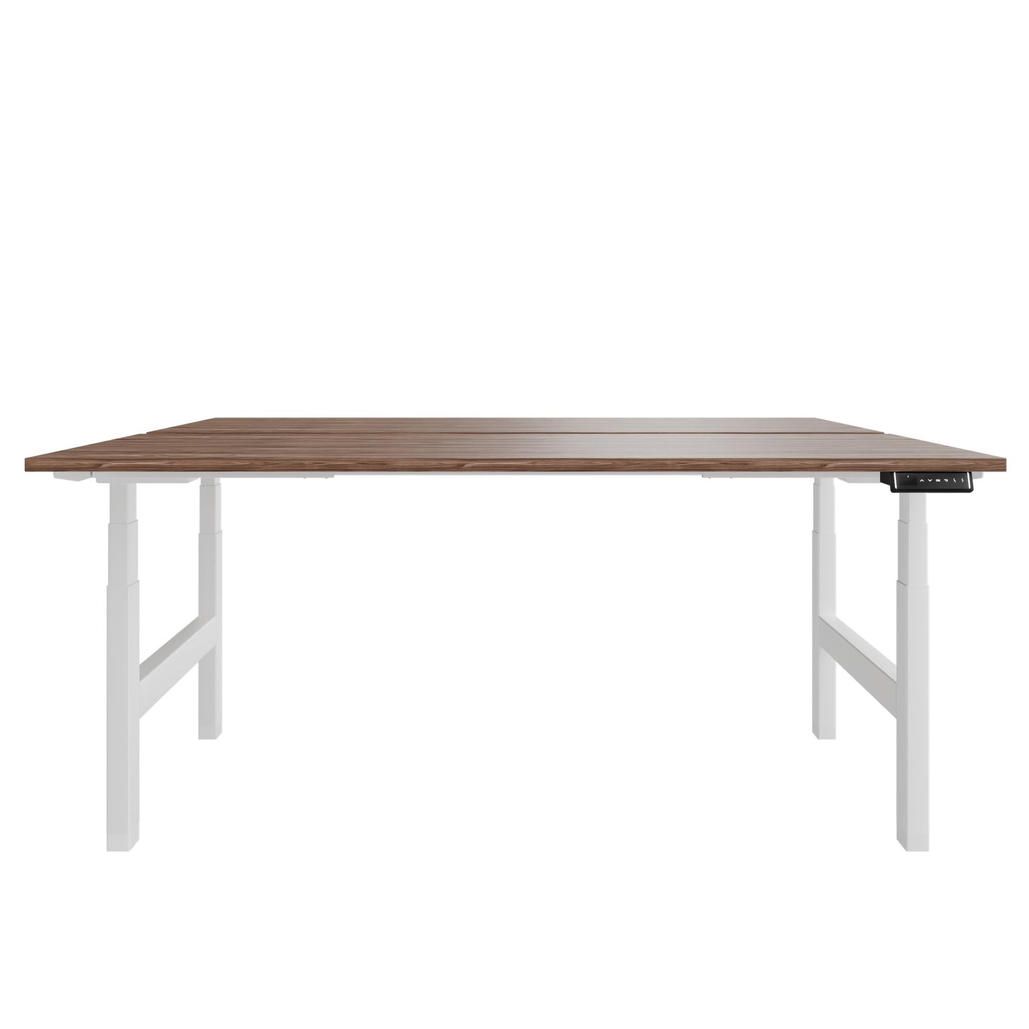 TELDRA Pro Team-Schreibtisch | 1600-1800 mm, elektrisch höhenverstellbar, Echtholz-Furnier Nussbaum