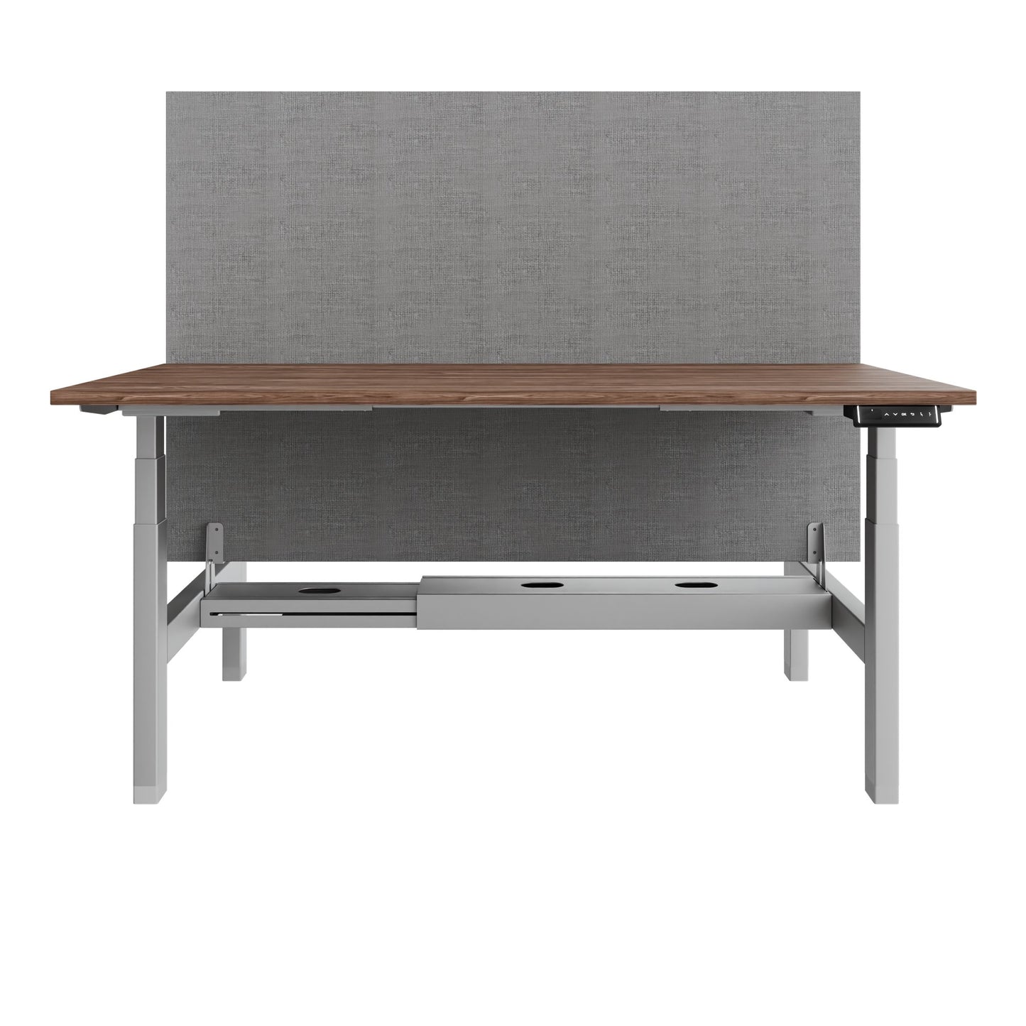 TELDRA Pro Team-Schreibtisch | 1600-1800 mm, elektrisch höhenverstellbar, Echtholz-Furnier Nussbaum