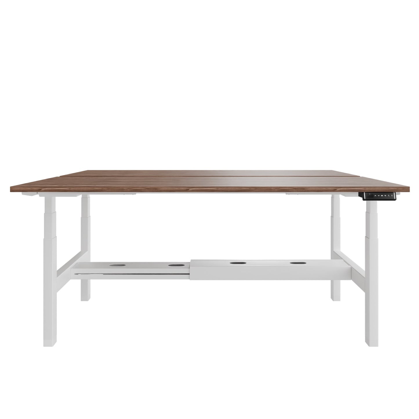 TELDRA Pro Team-Schreibtisch | 1600-1800 mm, elektrisch höhenverstellbar, Echtholz-Furnier Nussbaum