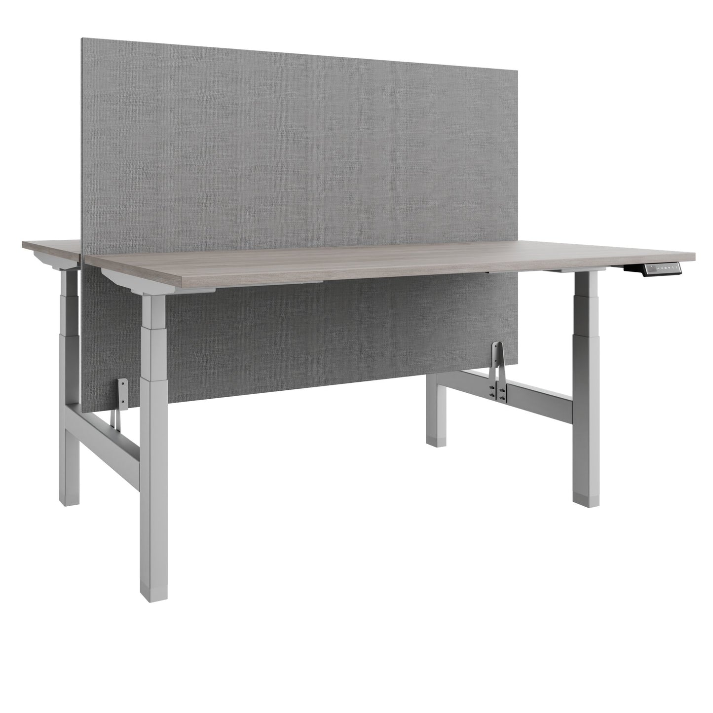 TELDRA Pro Team-Schreibtisch | 1600-1800 mm, elektrisch höhenverstellbar, Nordeiche grau