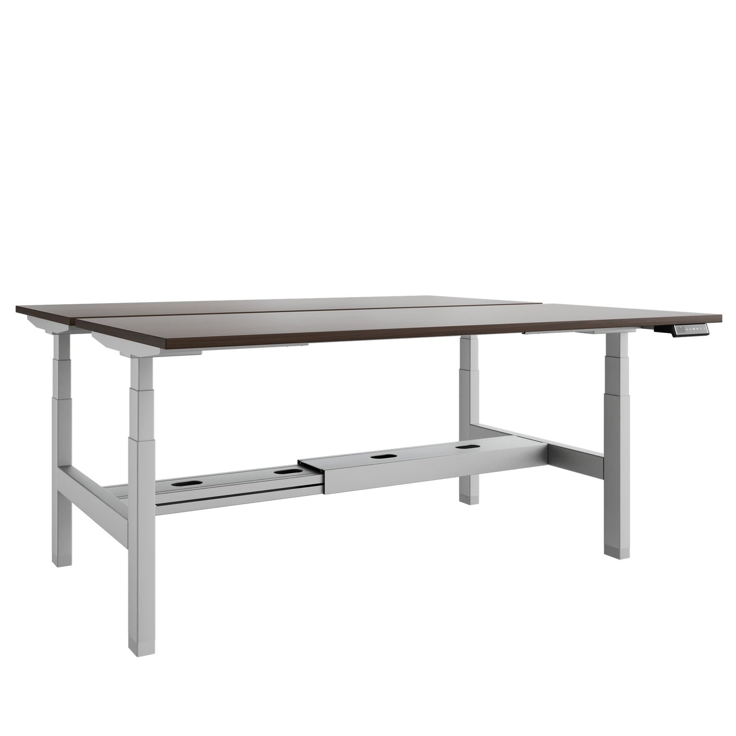 TELDRA Pro Team-Schreibtisch | 1600-1800 mm, elektrisch höhenverstellbar, Nussbaum