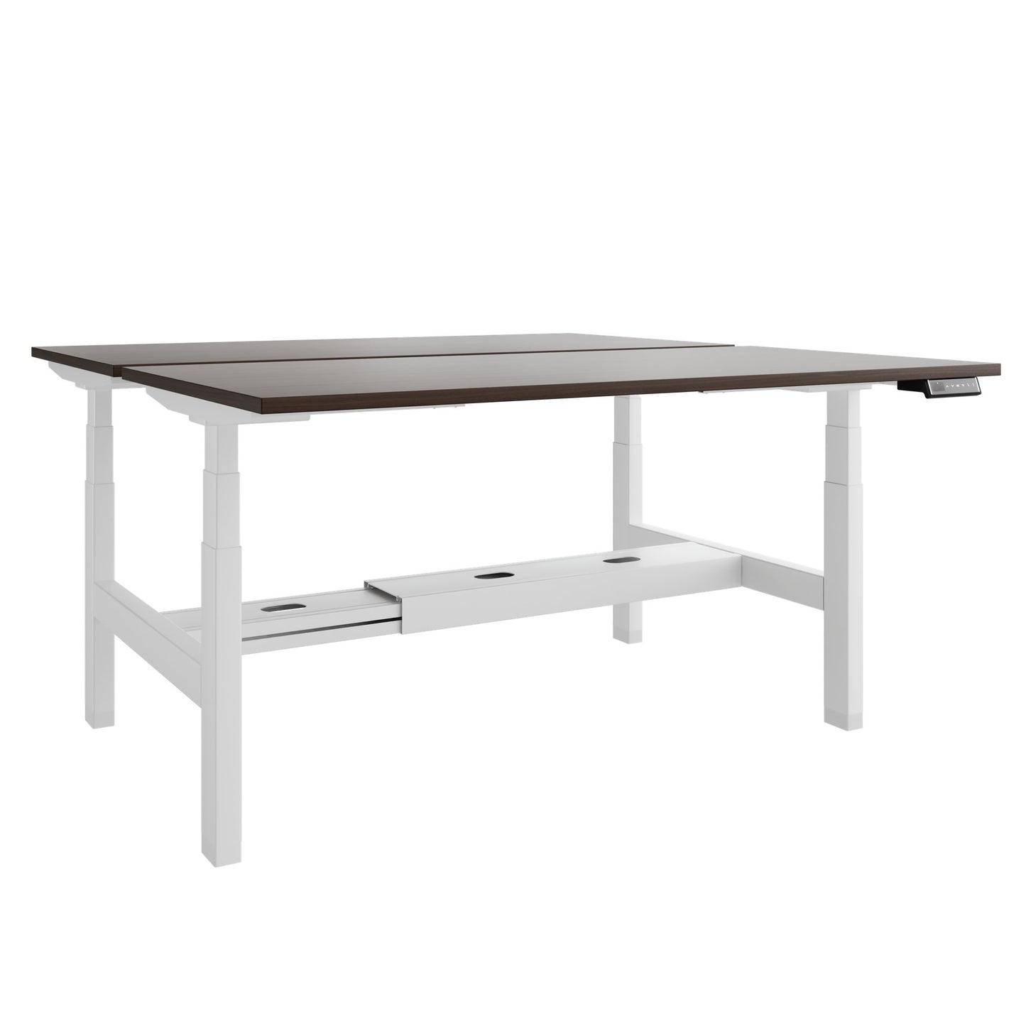 TELDRA Pro Team-Schreibtisch | 1600-1800 mm, elektrisch höhenverstellbar, Nussbaum