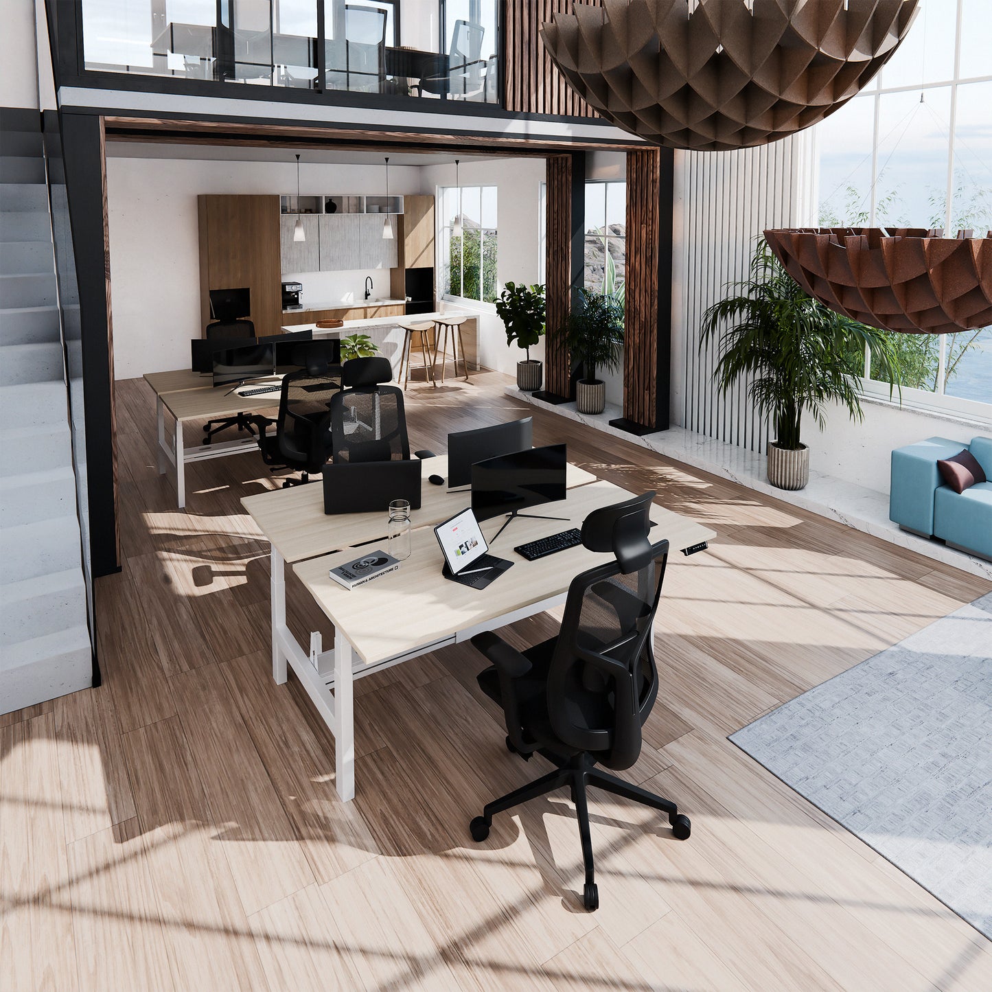 TELDRA Pro Team-Schreibtisch | 1600-1800 mm, elektrisch höhenverstellbar, Sandesche