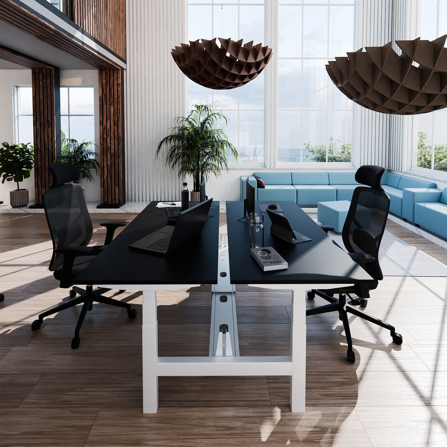 TELDRA Pro Team-Schreibtisch | 1600-1800 mm, elektrisch höhenverstellbar, Schwarz