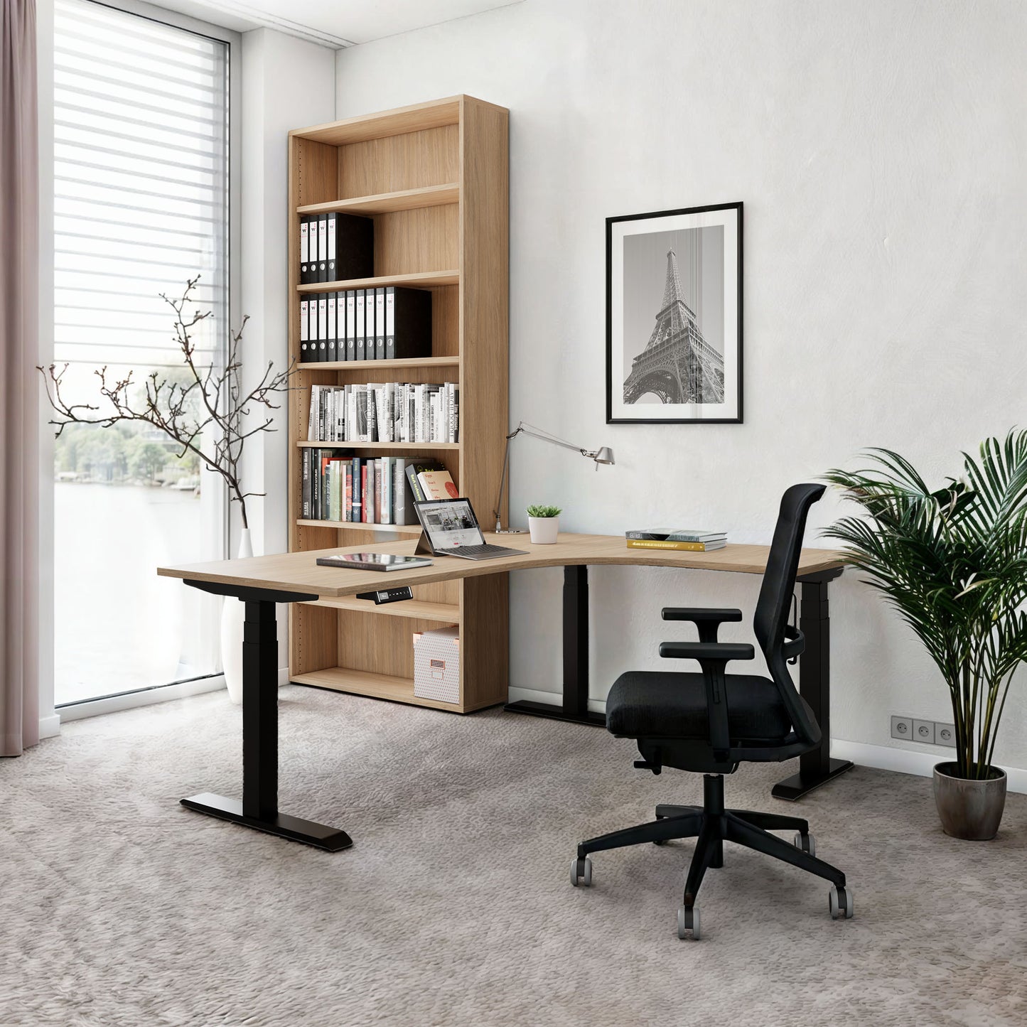 TELDRA Pro Winkelschreibtisch-Gestell | 1075-1801 mm, elektrisch höhenverstellbar