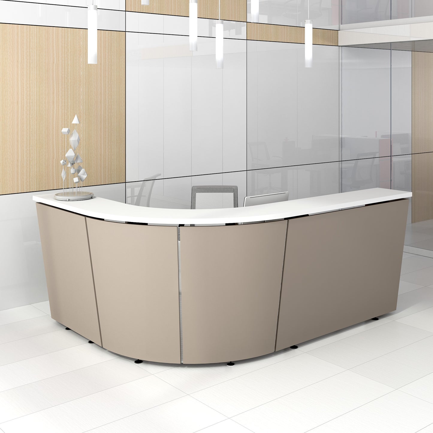 TERA reception desk | 2600 x 2250 mm, cappuccino