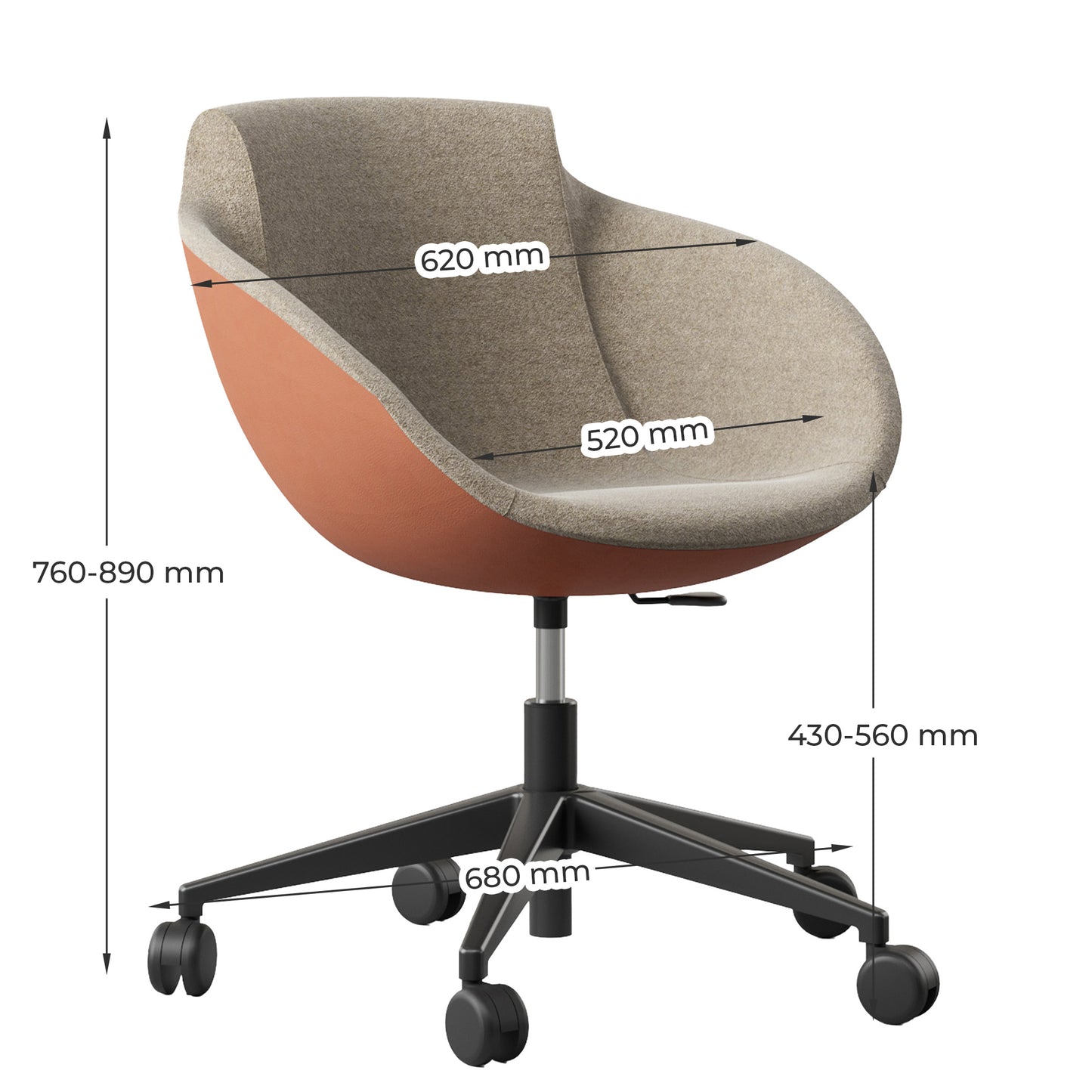 TULA Lounge-Sessel | 5-Stern-Fußkreuz, höhenverstellbar, viele Farben