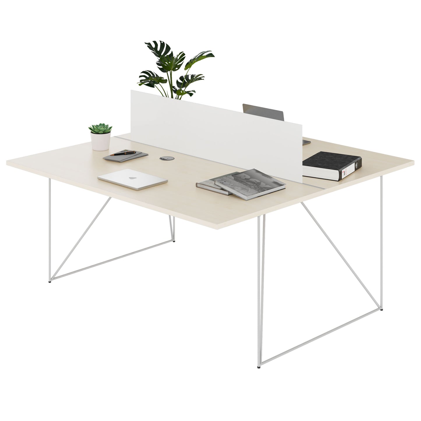 AIR DUO Desk del team | 1600 x 1600 mm, elettrificato, acero