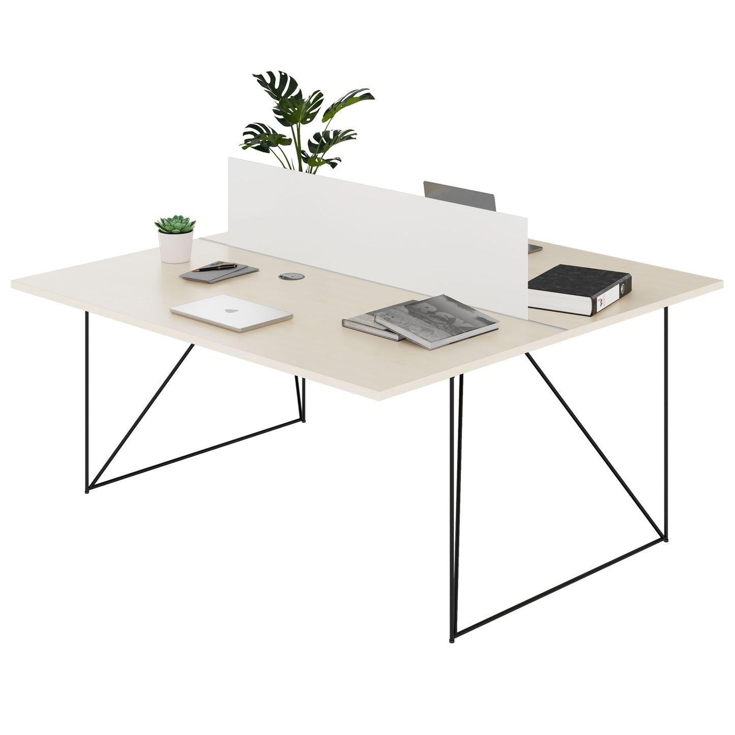 AIR DUO Desk del team | 1600 x 1600 mm, elettrificato, acero