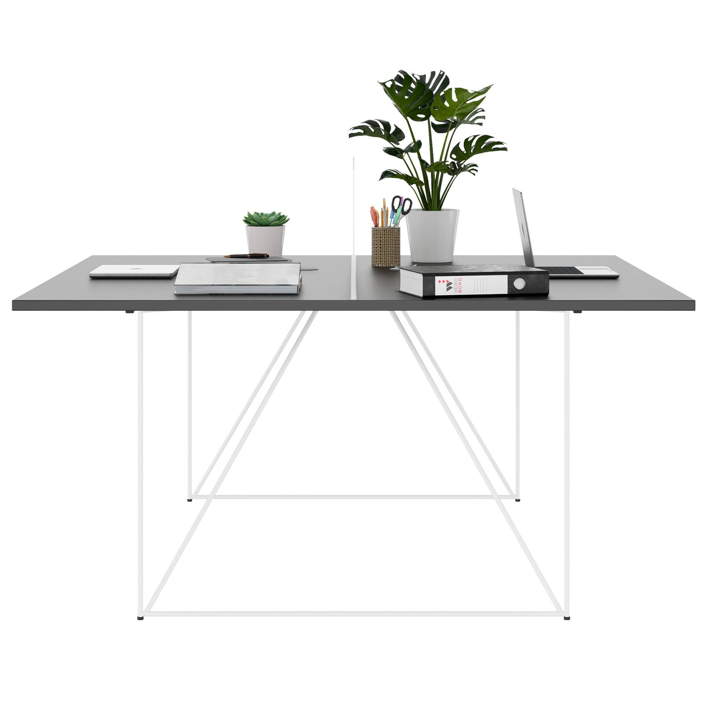 Bureau d'équipe AIR DUO | 1600 x 1600 mm, électrifié, anthracite