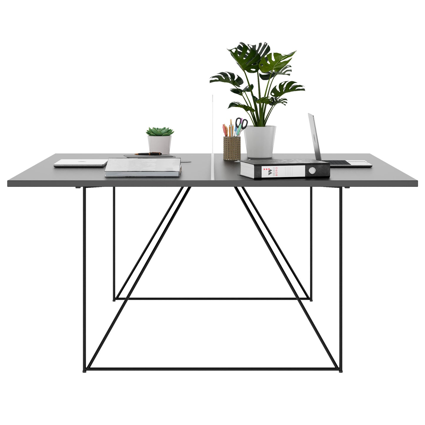 AIR DUO team desk | 1600 x 1600 mm, electrified, anthracite
