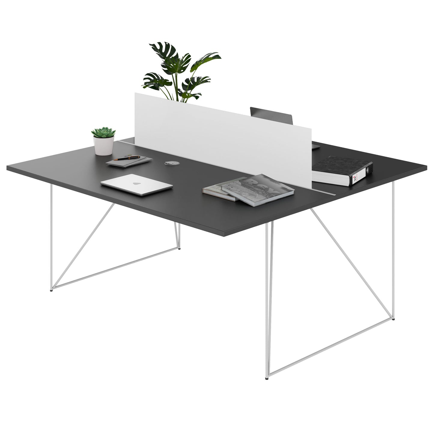 AIR DUO team desk | 1600 x 1600 mm, electrified, anthracite