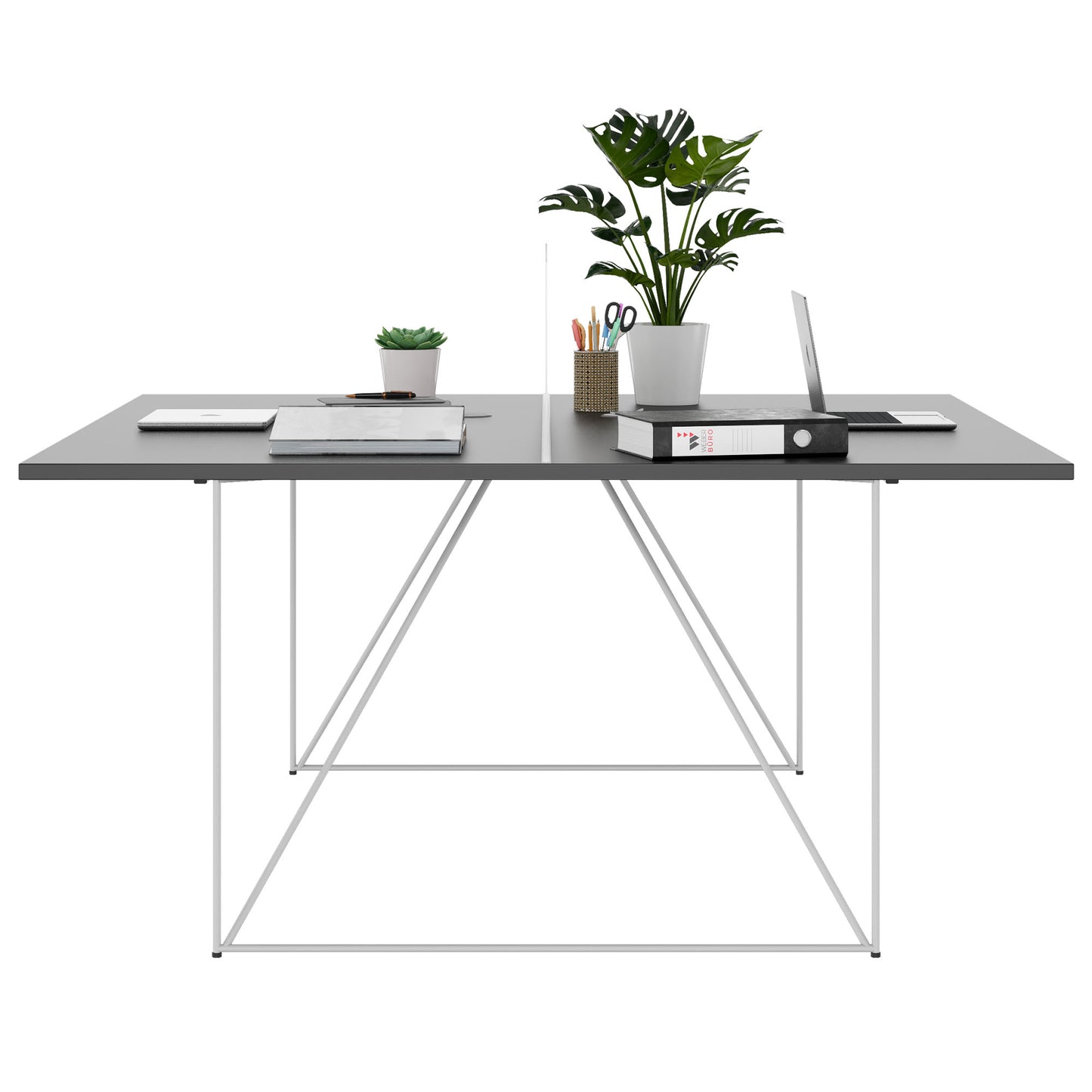 AIR DUO team desk | 1600 x 1600 mm, electrified, anthracite