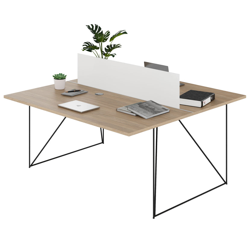 AIR DUO Desk del team | 1600 x 1600 mm, quercia ambra elettrificata