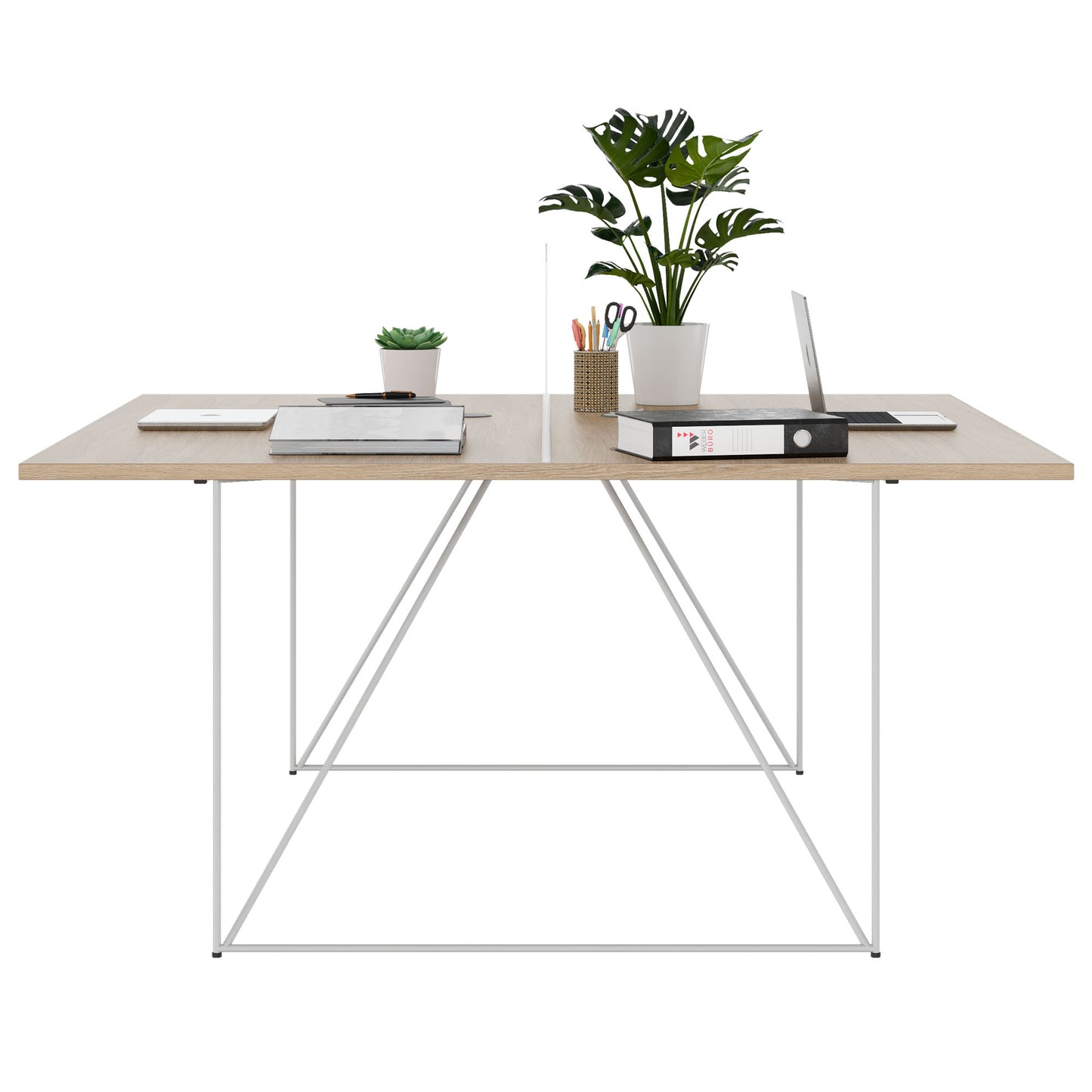 AIR DUO Desk del team | 1600 x 1600 mm, quercia ambra elettrificata