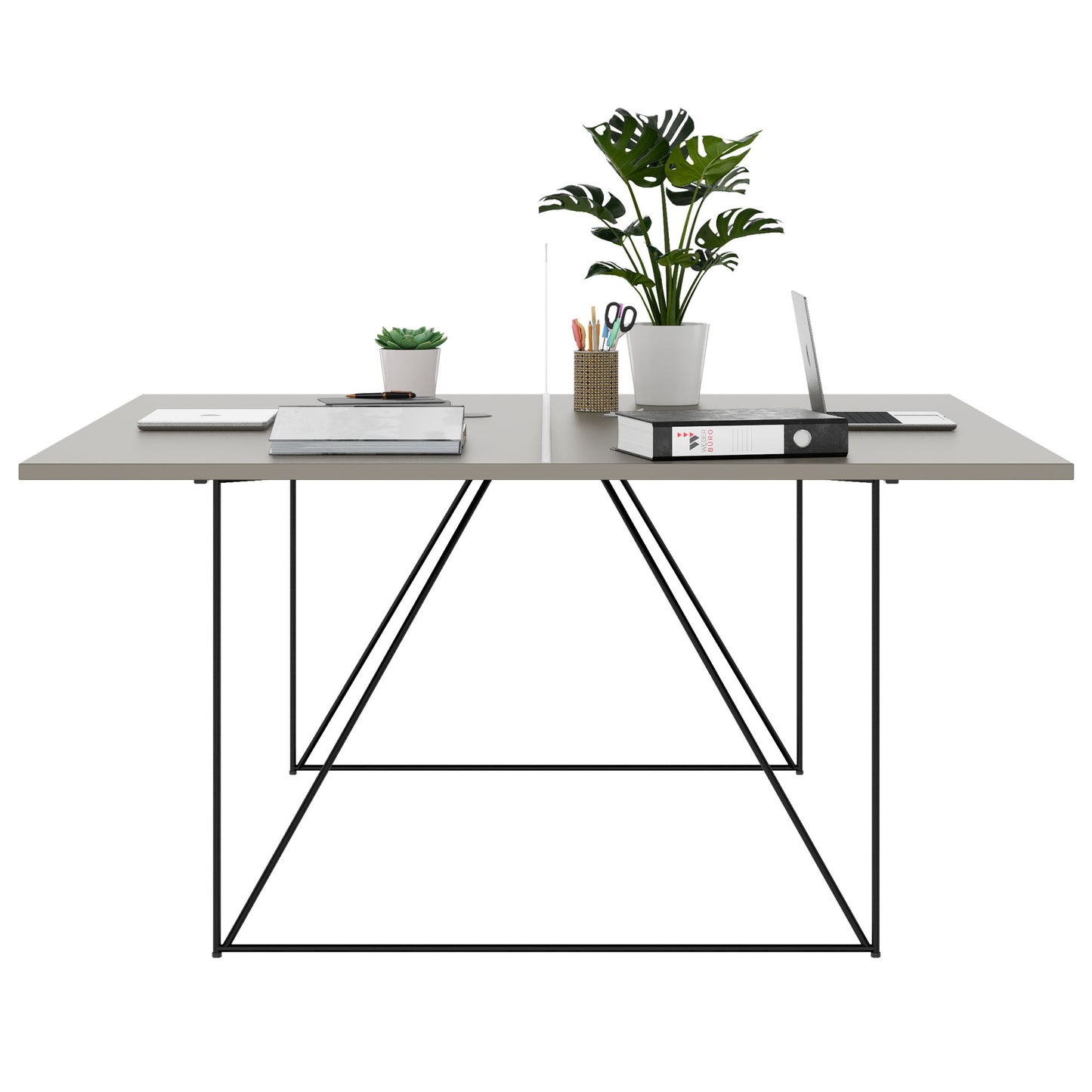 AIR DUO Desk del team | 1600 x 1600 mm, grigio cubanite elettrificato