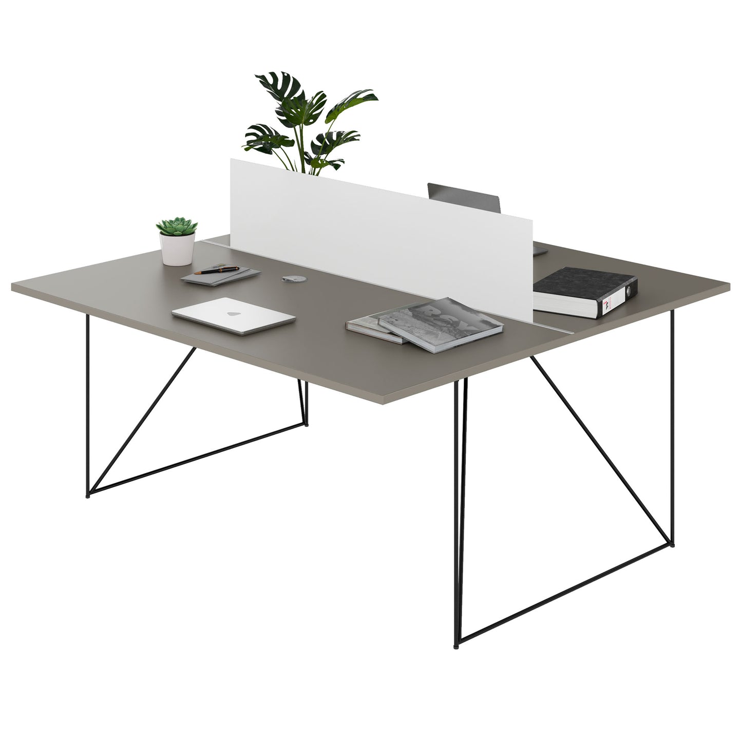 Bureau d'équipe AIR DUO | 1600 x 1600 mm, électrifié, gris Cubanite