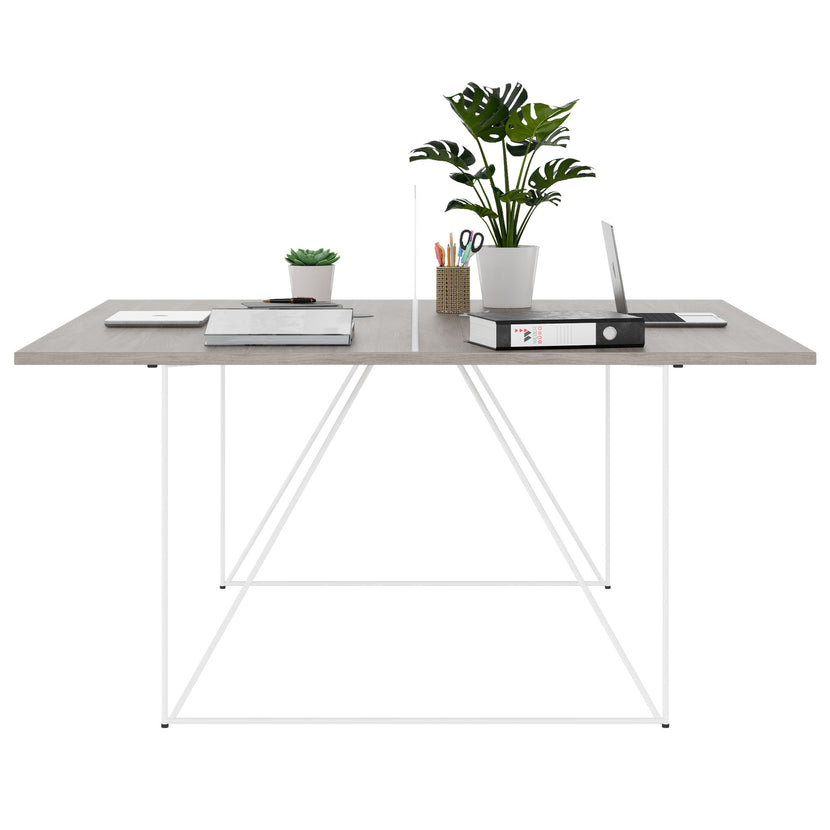 AIR DUO Team-Schreibtisch | 1600 x 1600 mm, elektrifiziert, Nordeiche grau