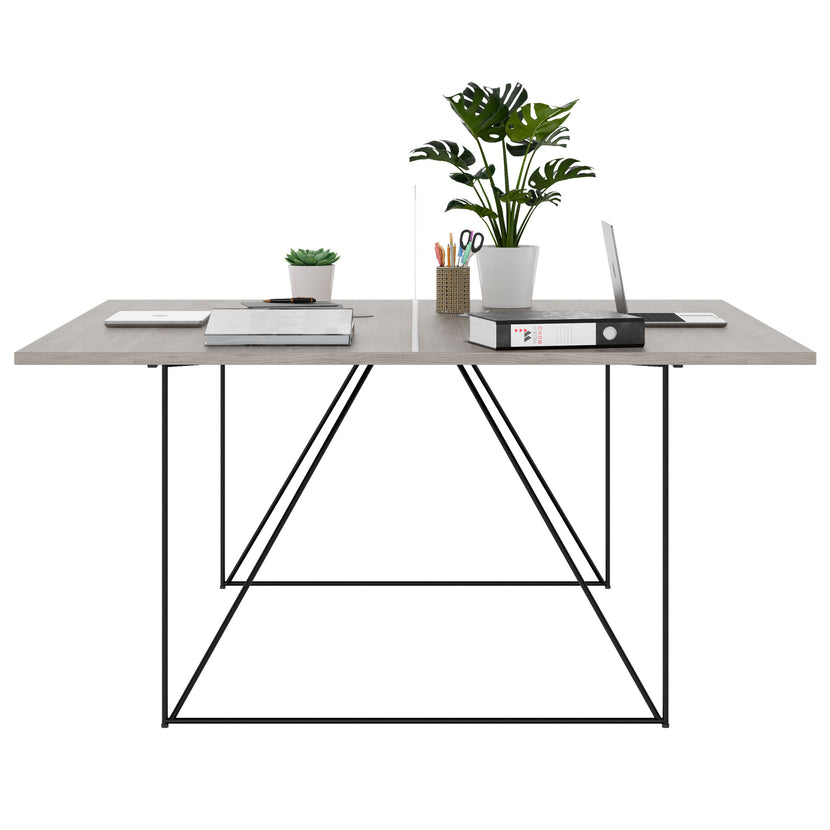 AIR DUO Team-Schreibtisch | 1600 x 1600 mm, elektrifiziert, Nordeiche grau