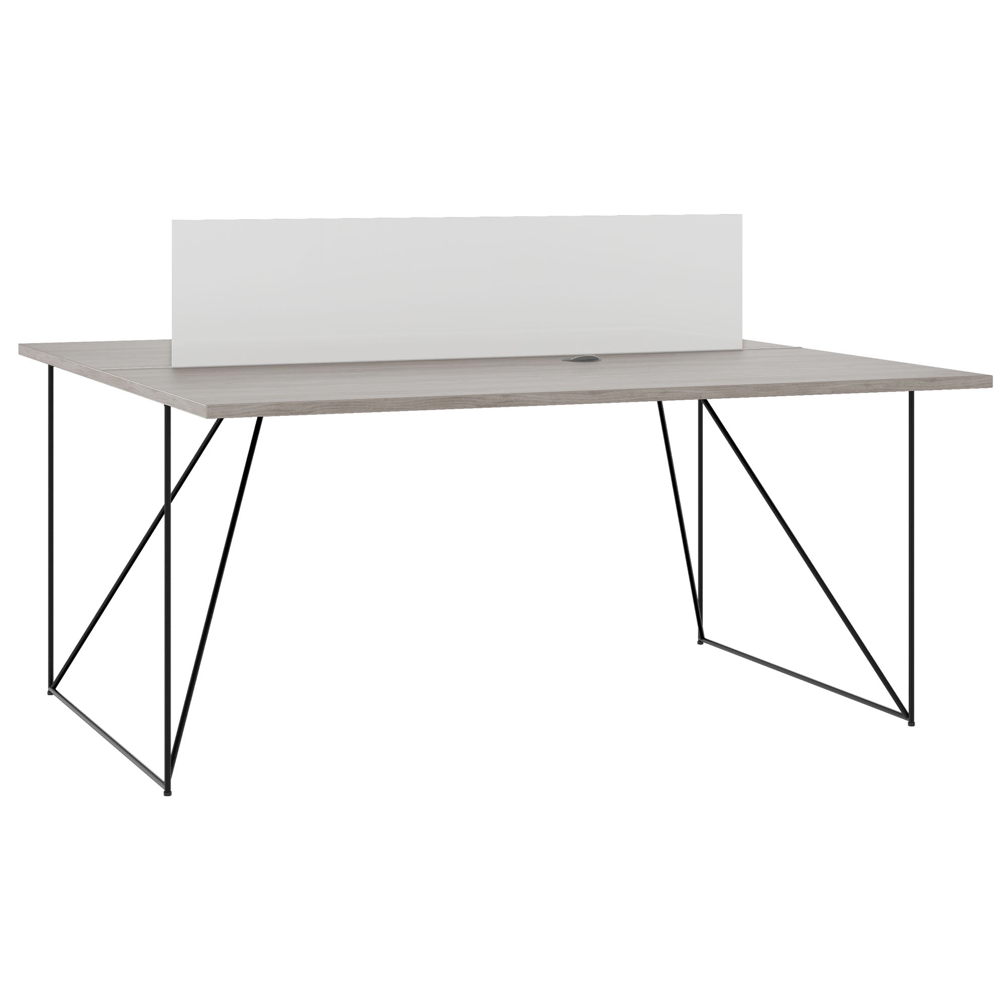 AIR DUO Team-Schreibtisch | 1600 x 1600 mm, elektrifiziert, Nordeiche grau