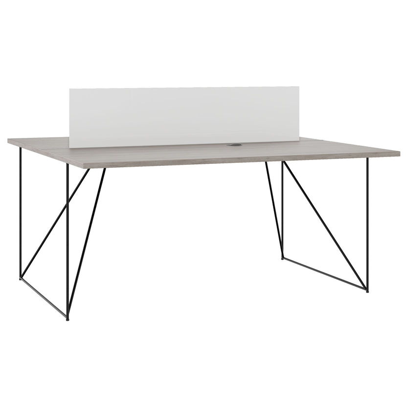 AIR DUO Team-Schreibtisch | 1600 x 1600 mm, elektrifiziert, Nordeiche grau