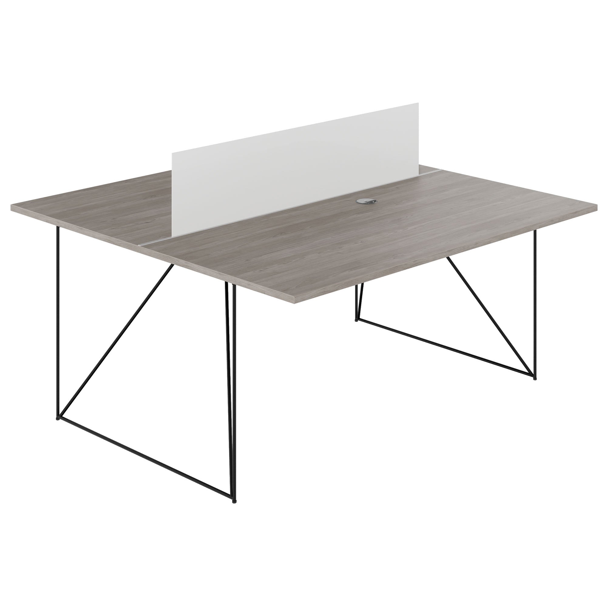 AIR DUO Team-Schreibtisch | 1600 x 1600 mm, elektrifiziert, Nordeiche grau