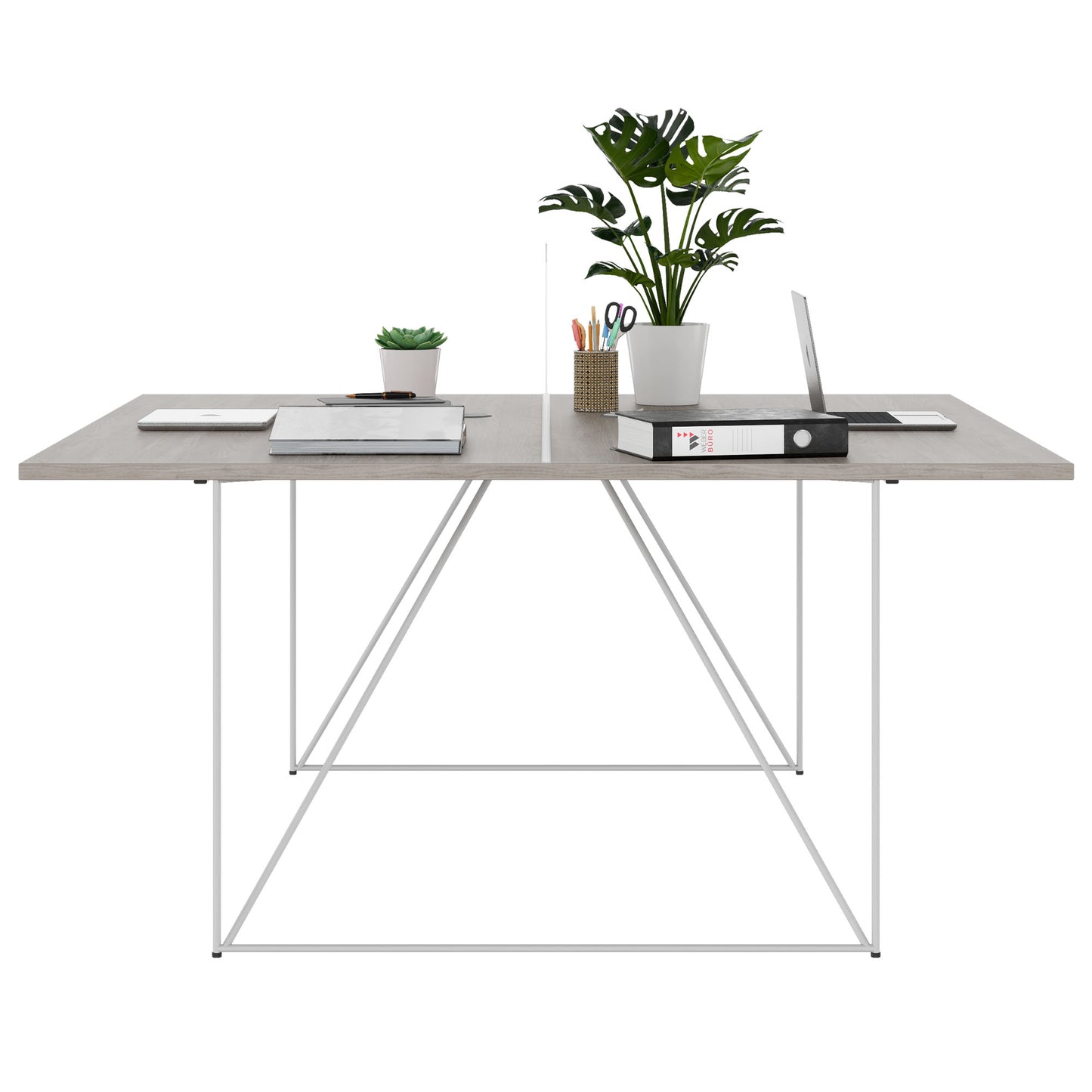 AIR DUO Desk del team | 1600 x 1600 mm, elettrificato, grigio di quercia nord