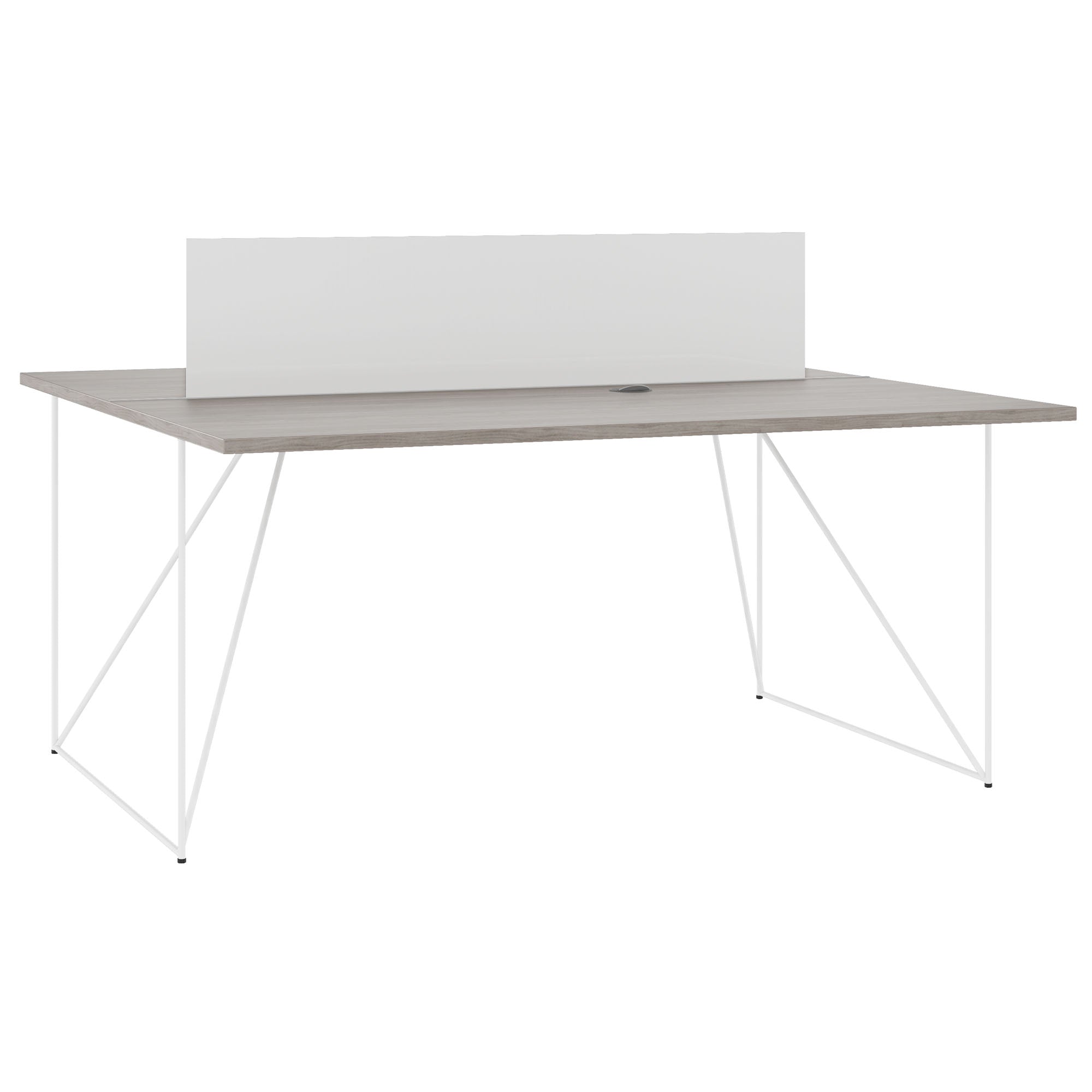 AIR DUO Team-Schreibtisch | 1600 x 1600 mm, elektrifiziert, Nordeiche grau
