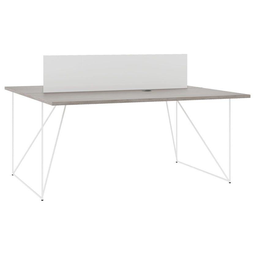 AIR DUO Team-Schreibtisch | 1600 x 1600 mm, elektrifiziert, Nordeiche grau