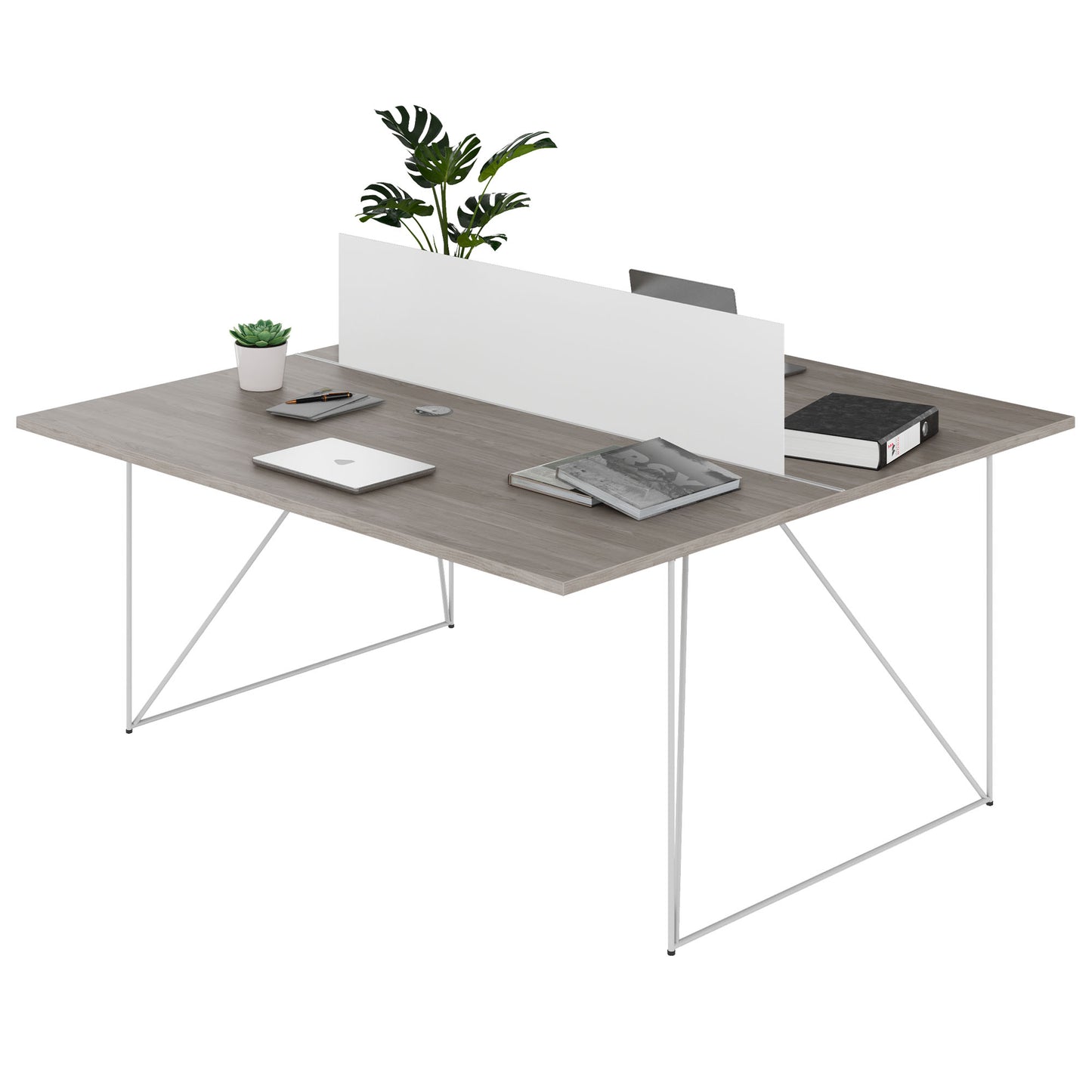 AIR DUO team desk | 1600 x 1600 mm, electrified, gray northern oak