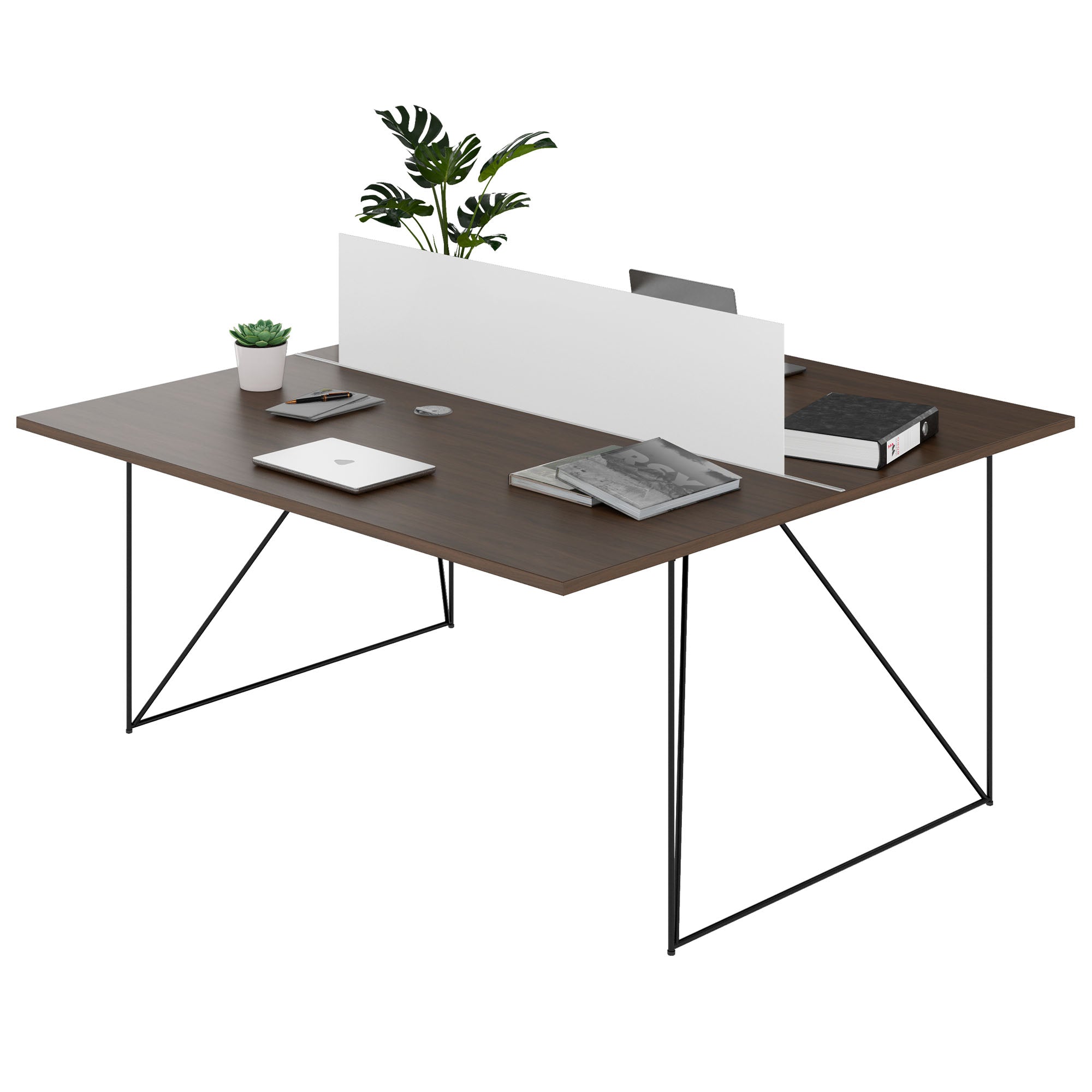 AIR DUO Desk del team | 1600 x 1600 mm, elettrificato, noce