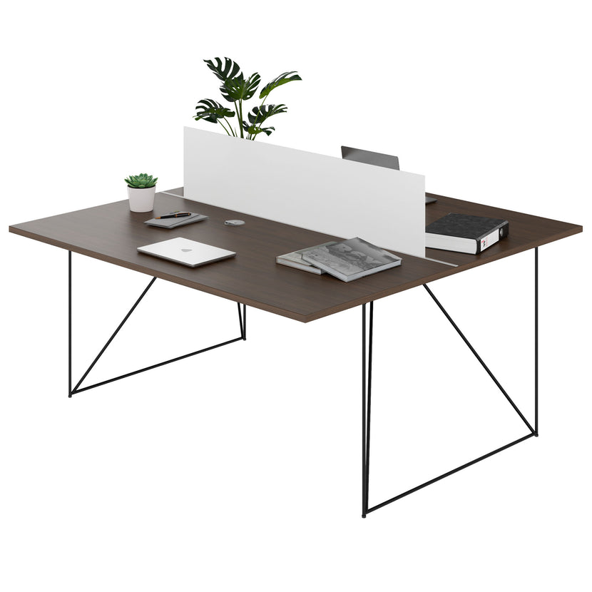 AIR DUO Desk del team | 1600 x 1600 mm, elettrificato, noce