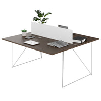 Bureau d'équipe AIR DUO | 1600 x 1600 mm, électrifié, noyer