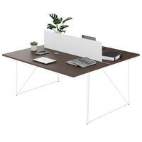 Bureau d'équipe AIR DUO | 1600 x 1600 mm, électrifié, noyer