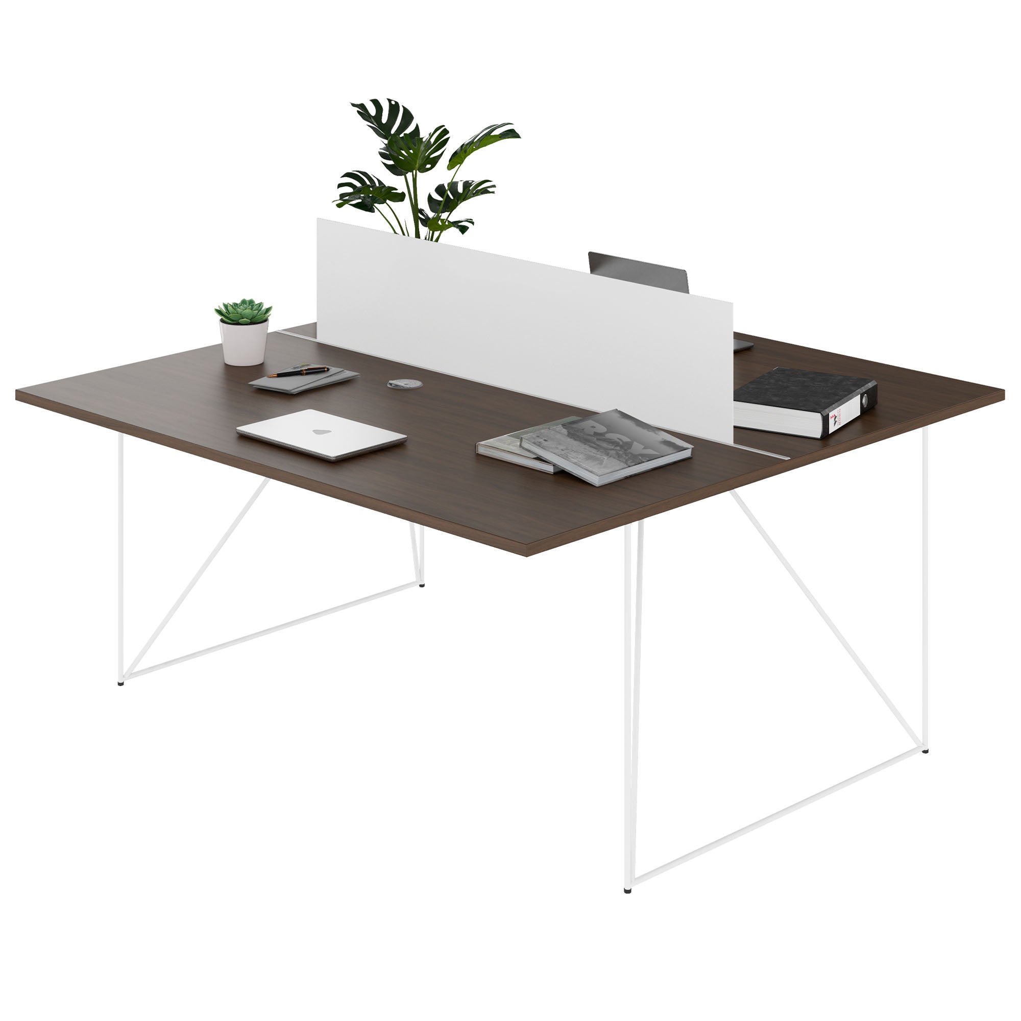 AIR DUO Desk del team | 1600 x 1600 mm, elettrificato, noce
