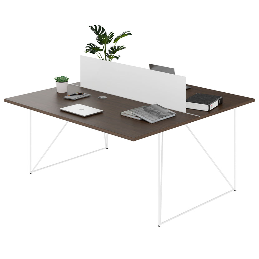 AIR DUO Desk del team | 1600 x 1600 mm, elettrificato, noce