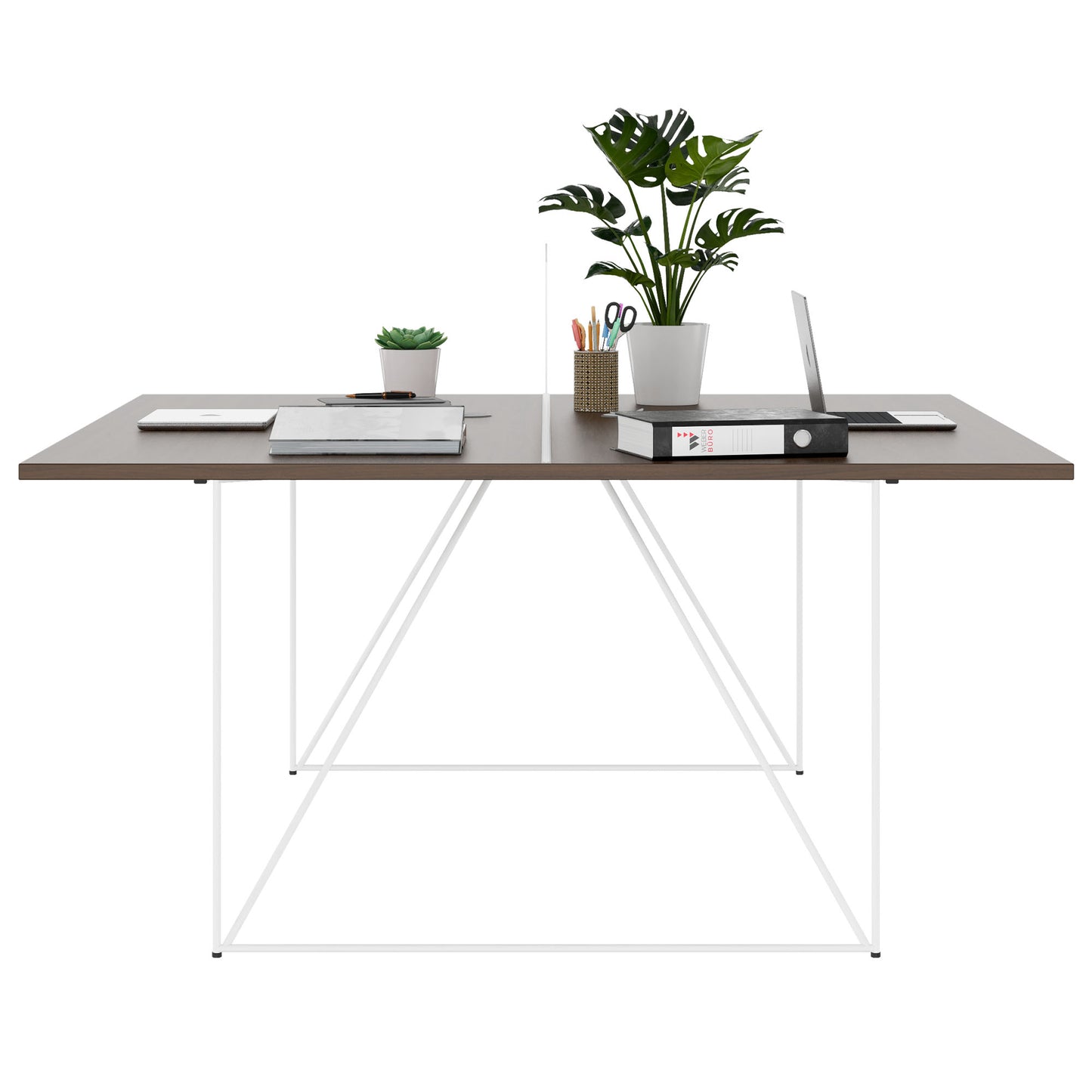 AIR DUO Dessert du bureau | 1600 x 1600 mm, électrifié, noyer