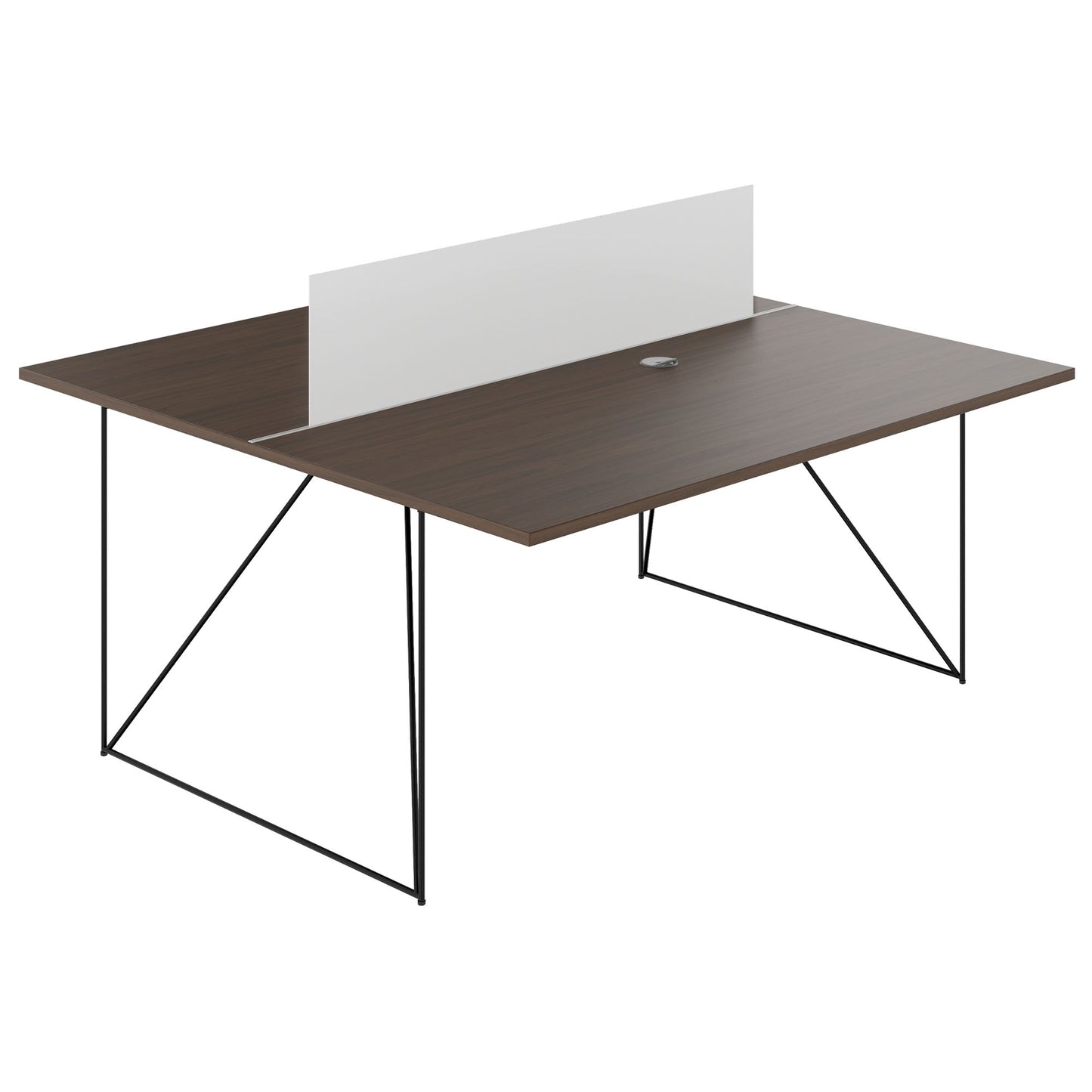 Bureau d'équipe AIR DUO | 1600 x 1600 mm, électrifié, noyer