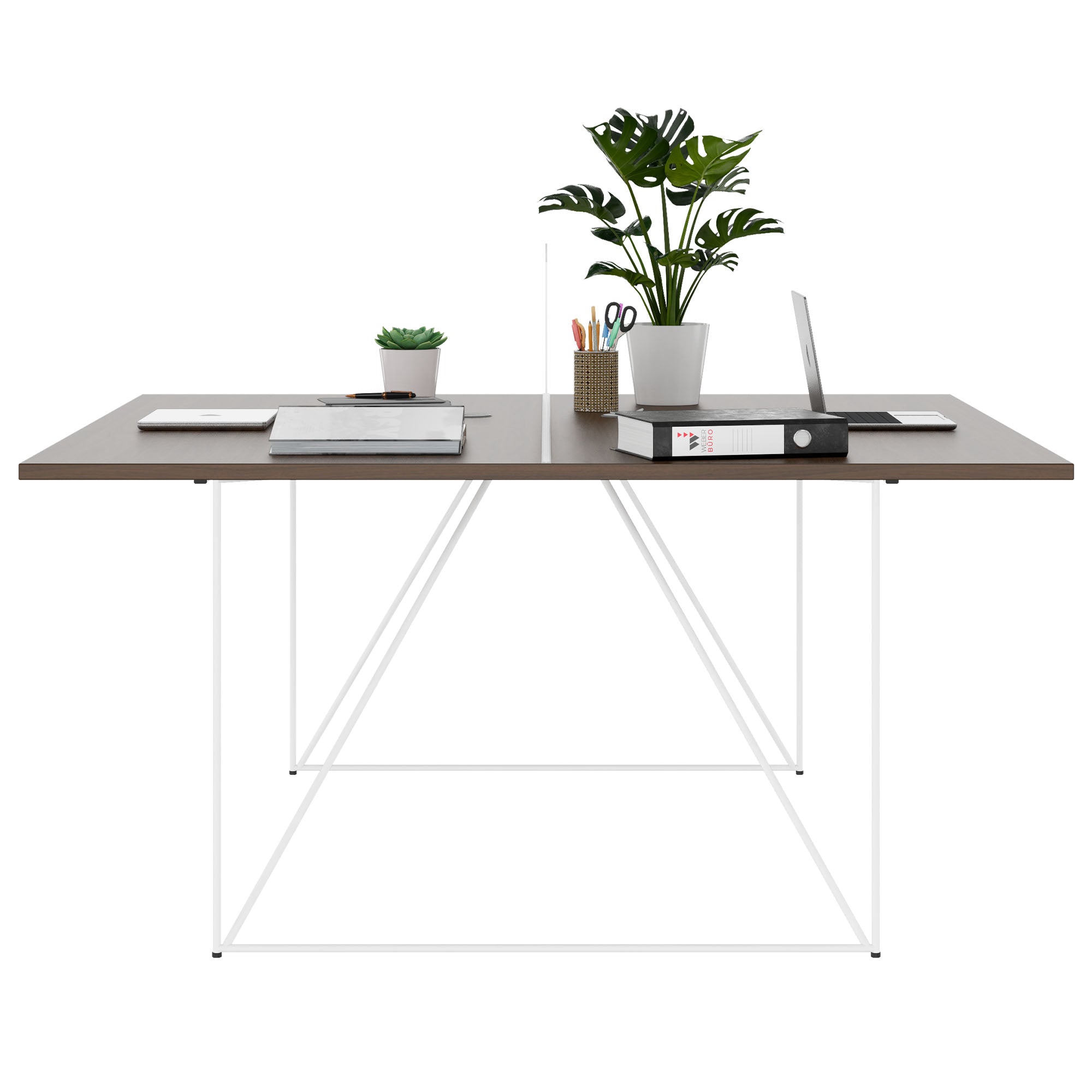 AIR DUO Desk del team | 1600 x 1600 mm, elettrificato, noce