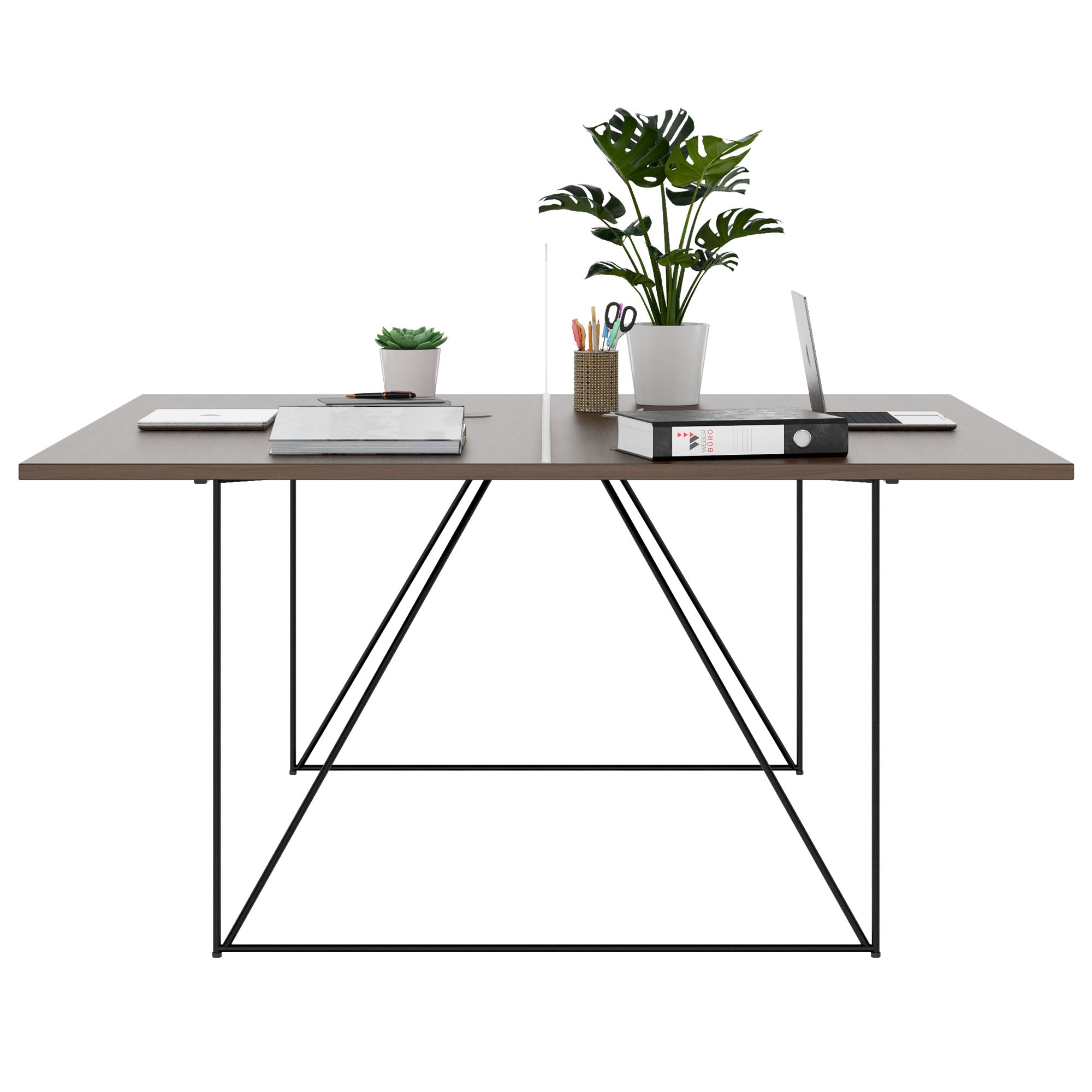 AIR DUO Desk del team | 1600 x 1600 mm, elettrificato, noce
