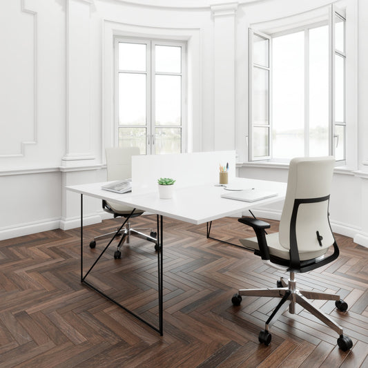 AIR DUO team desk | 1600 x 1600 mm, electrified, pearl gray